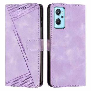 For Realme 9i Dream Triangle Leather Phone Case with Lanyard(Purple)