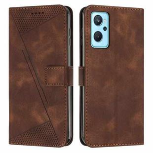 For Realme 9i Dream Triangle Leather Phone Case with Lanyard(Brown)