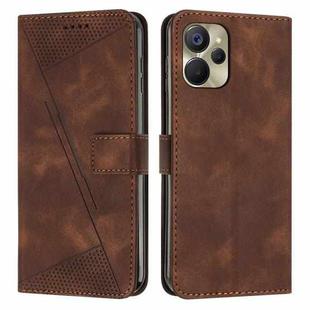 For Realme 9i 5G Dream Triangle Leather Phone Case with Lanyard(Brown)