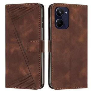 For Realme 10 4G Dream Triangle Leather Phone Case with Lanyard(Brown)