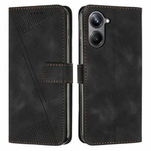 For Realme 10 Pro 5G Dream Triangle Leather Phone Case with Lanyard(Black)