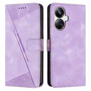 For Realme 10 Pro+ Dream Triangle Leather Phone Case with Lanyard(Purple)
