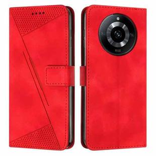 For Realme 11 Pro / 11 Pro+ Dream Triangle Leather Phone Case with Lanyard(Red)