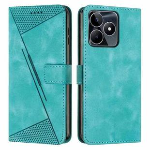 For Realme C53 Dream Triangle Leather Phone Case with Lanyard(Green)