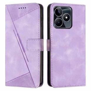 For Realme C53 Dream Triangle Leather Phone Case with Lanyard(Purple)