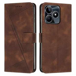 For Realme C53 Dream Triangle Leather Phone Case with Lanyard(Brown)