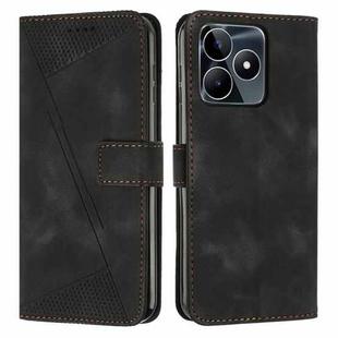 For Realme C53 Dream Triangle Leather Phone Case with Lanyard(Black)
