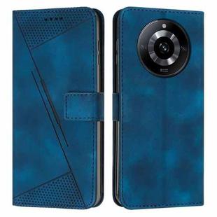 For Realme 11 Dream Triangle Leather Phone Case with Lanyard(Blue)