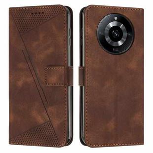 For Realme 11 Dream Triangle Leather Phone Case with Lanyard(Brown)