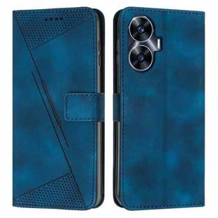 For Realme C55 Dream Triangle Leather Phone Case with Lanyard(Blue)