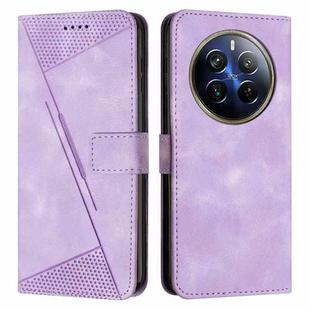 For Realme 12 Pro+ Dream Triangle Leather Phone Case with Lanyard(Purple)