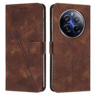 For Realme 12 Pro+ Dream Triangle Leather Phone Case with Lanyard(Brown)