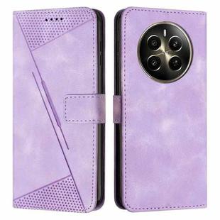 For Realme 12+ Dream Triangle Leather Phone Case with Lanyard(Purple)