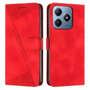 For Realme C63 Dream Triangle Leather Phone Case with Lanyard(Red)
