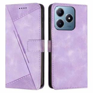For Realme C63 Dream Triangle Leather Phone Case with Lanyard(Purple)