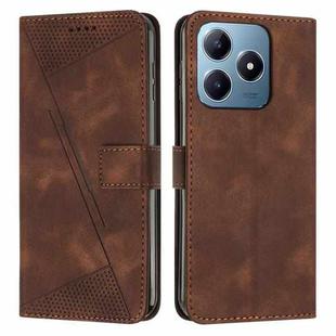 For Realme C63 Dream Triangle Leather Phone Case with Lanyard(Brown)