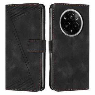 For Realme 14 Pro+ Dream Triangle Leather Phone Case with Lanyard(Black)