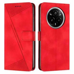 For Realme 14 Pro Dream Triangle Leather Phone Case with Lanyard(Red)