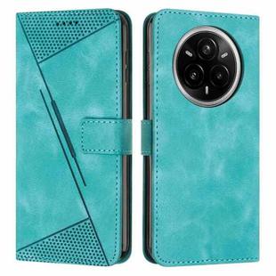 For Realme 14 Pro Dream Triangle Leather Phone Case with Lanyard(Green)