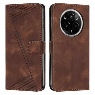 For Realme 14 Pro Dream Triangle Leather Phone Case with Lanyard(Brown)