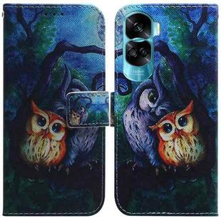 For Honor 90 Lite Coloured Drawing Flip Leather Phone Case(Oil Painting Owl)