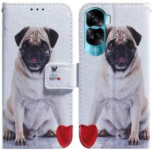 For Honor 90 Lite Coloured Drawing Flip Leather Phone Case(Pug)