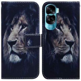 For Honor 90 Lite Coloured Drawing Flip Leather Phone Case(Lion)