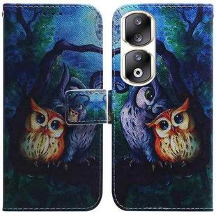 For Honor 90 Pro Coloured Drawing Flip Leather Phone Case(Oil Painting Owl)