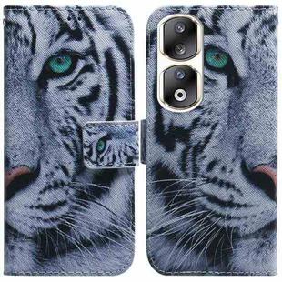 For Honor 90 Pro Coloured Drawing Flip Leather Phone Case(Tiger)