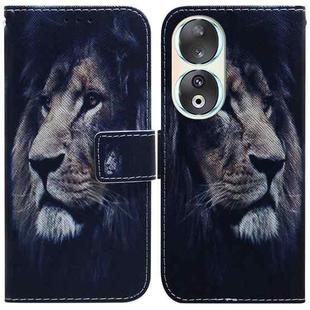 For Honor 90 Coloured Drawing Flip Leather Phone Case(Lion)