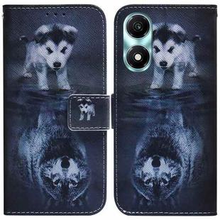 For Honor X5 Plus / Play 40C Coloured Drawing Flip Leather Phone Case(Wolf and Dog)