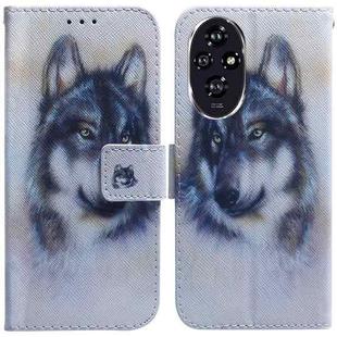 For Honor 200 Coloured Drawing Flip Leather Phone Case(White Wolf)
