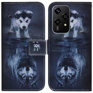 For Honor 200 Lite Global Coloured Drawing Flip Leather Phone Case(Wolf and Dog)