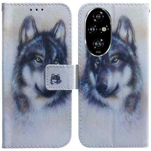 For Honor 200 Pro Coloured Drawing Flip Leather Phone Case(White Wolf)