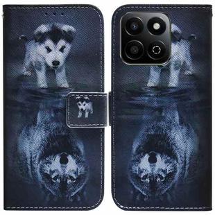 For Honor Play 60 Plus Coloured Drawing Flip Leather Phone Case(Wolf and Dog)