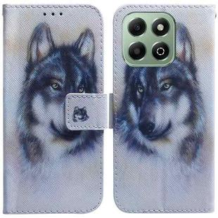 For Honor X6b Coloured Drawing Flip Leather Phone Case(White Wolf)