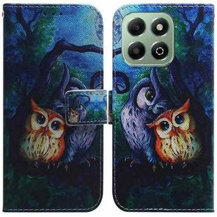 For Honor X6b Coloured Drawing Flip Leather Phone Case(Oil Painting Owl)