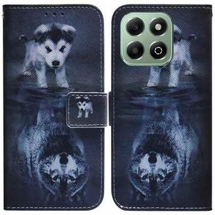 For Honor X6b Coloured Drawing Flip Leather Phone Case(Wolf and Dog)