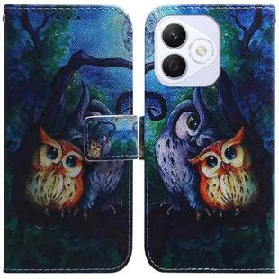 For Honor X60i Coloured Drawing Flip Leather Phone Case(Oil Painting Owl)