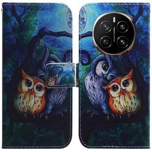 For Honor Magic7 Coloured Drawing Flip Leather Phone Case(Oil Painting Owl)