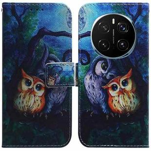 For Honor Magic7 Pro Coloured Drawing Flip Leather Phone Case(Oil Painting Owl)