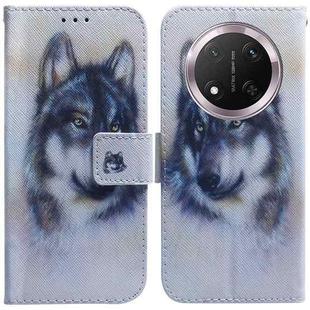 For Honor X9c Coloured Drawing Flip Leather Phone Case(White Wolf)