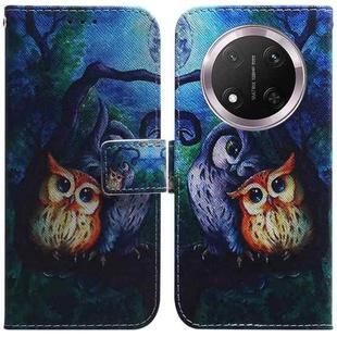 For Honor X9c Coloured Drawing Flip Leather Phone Case(Oil Painting Owl)