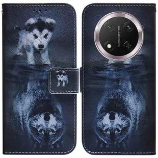 For Honor X9c Coloured Drawing Flip Leather Phone Case(Wolf and Dog)