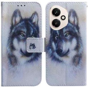 For Honor 400 Global 156.5mm Coloured Drawing Flip Leather Phone Case(White Wolf)