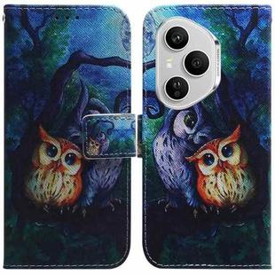 For Honor 400 Pro Global 160.8mm Coloured Drawing Flip Leather Phone Case(Oil Painting Owl)