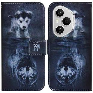For Honor 400 Pro Global 160.8mm Coloured Drawing Flip Leather Phone Case(Wolf and Dog)
