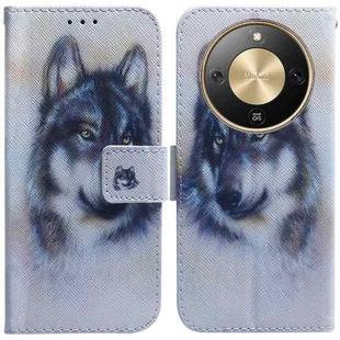 For Honor X70 5G Coloured Drawing Flip Leather Phone Case(White Wolf)