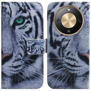 For Honor X70 5G Coloured Drawing Flip Leather Phone Case(Tiger)