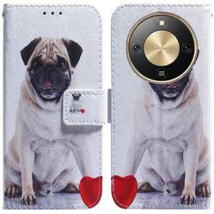 For Honor X70 5G Coloured Drawing Flip Leather Phone Case(Pug)